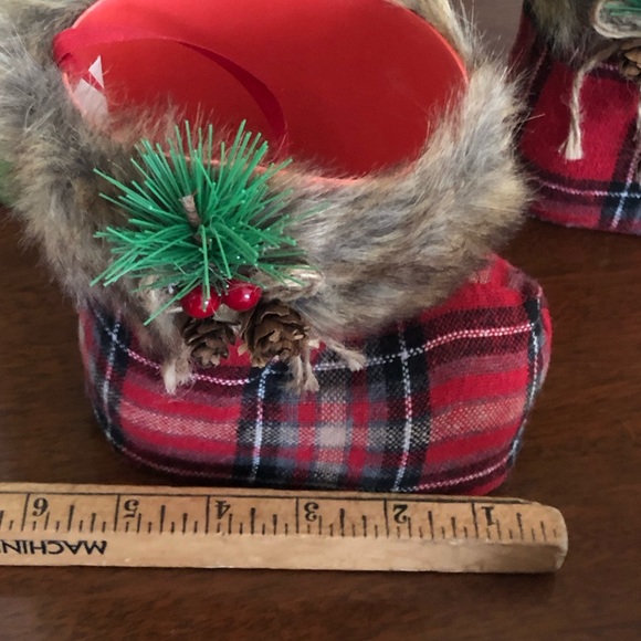NWT 3 decorative Christmas plaid hangable fillable booties - Picture 12 of 14